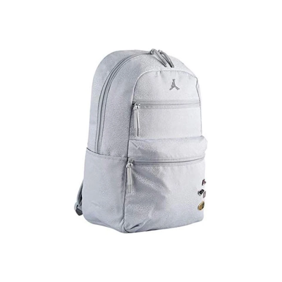 Original Air Jordan Backpack White Flower Grey School Laptop Zipper Bag Unisex Casual Large-capacity Size 9A0090-G3A