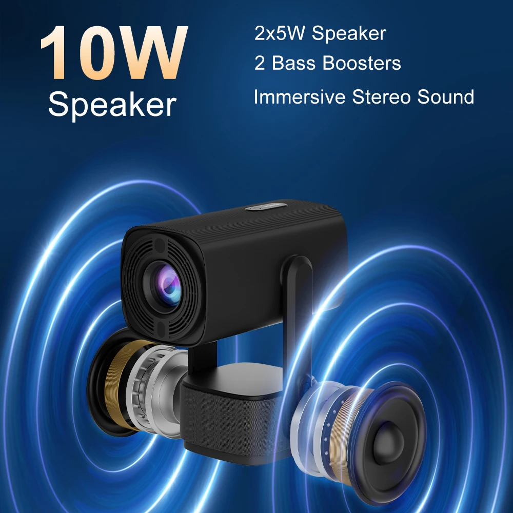 Portable Projector Salange K2 Built-in 5200mAh Battery 4K HD Bluetooth Android 11 For Cinema Outdoor With RGB Light Speaker