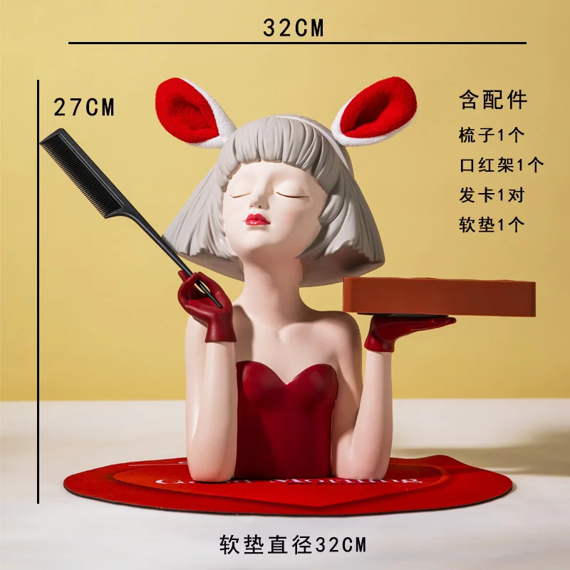 Vassoio portaoggetti per cosmetici, decorazione da scrivania, statuette decorative per camera da letto della ragazza, rossetto, profumo, accessori per la decorazione della casa - immagine 5