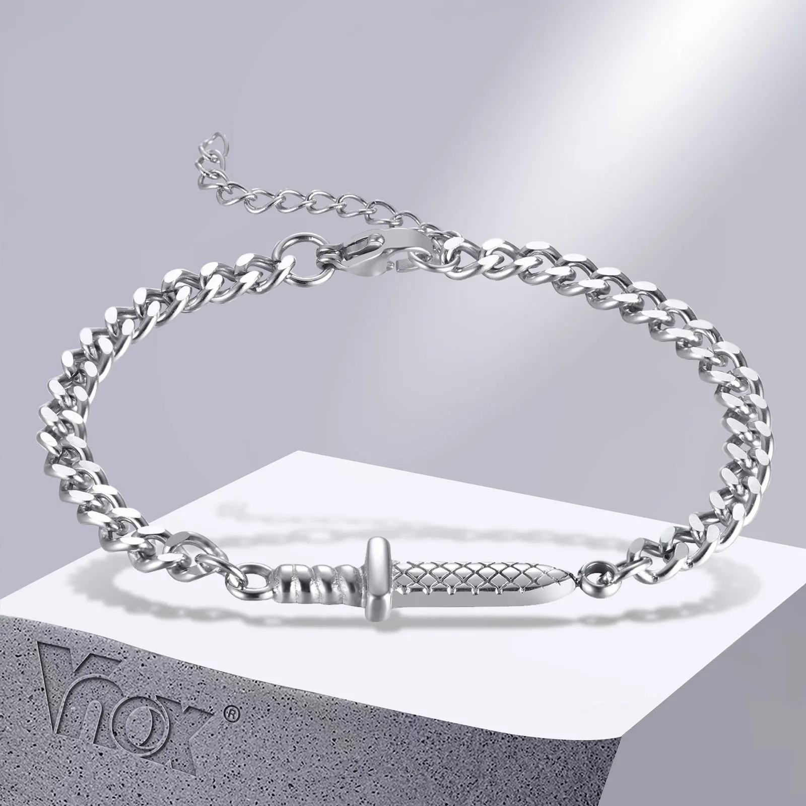 ●DOFFJASON● pierced clip bracelet DJ24SSEBR004SLV Vnox Cool Dagger Bracelets for Men Women, Never Fade