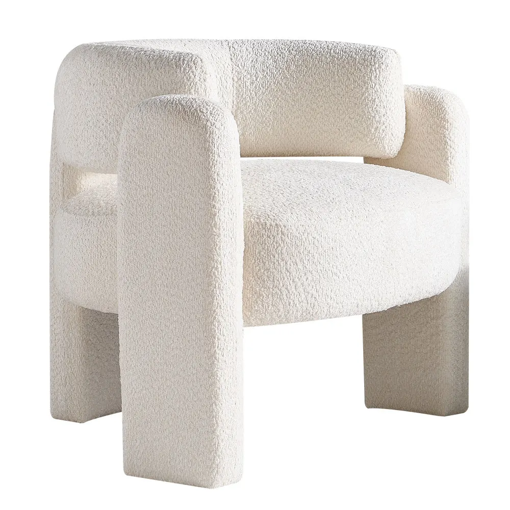 Beige Boucle Accent Chair - Chic Upholstered Seating - 34.65" Wide 2