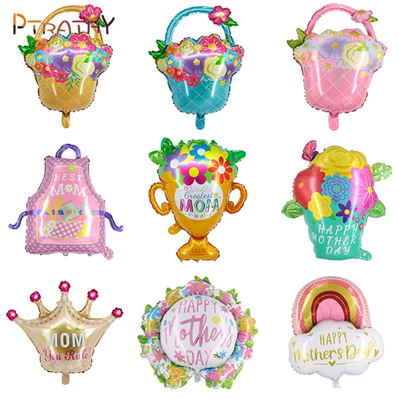 

Happy Mother's Day Flower Aprons Garden Trophy Cup Foil Helium Balloons Mother's Day Party Supplies Decors Air Globos Gift Ball