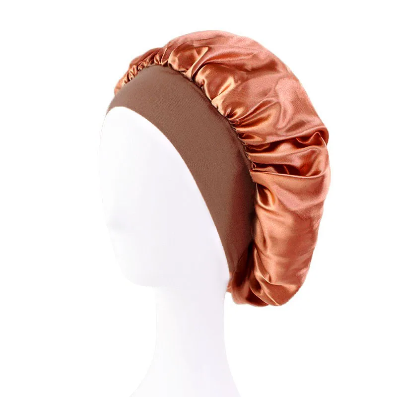Women's Satin Wide-Brimmed Sleep Bonnet with Elastic Band