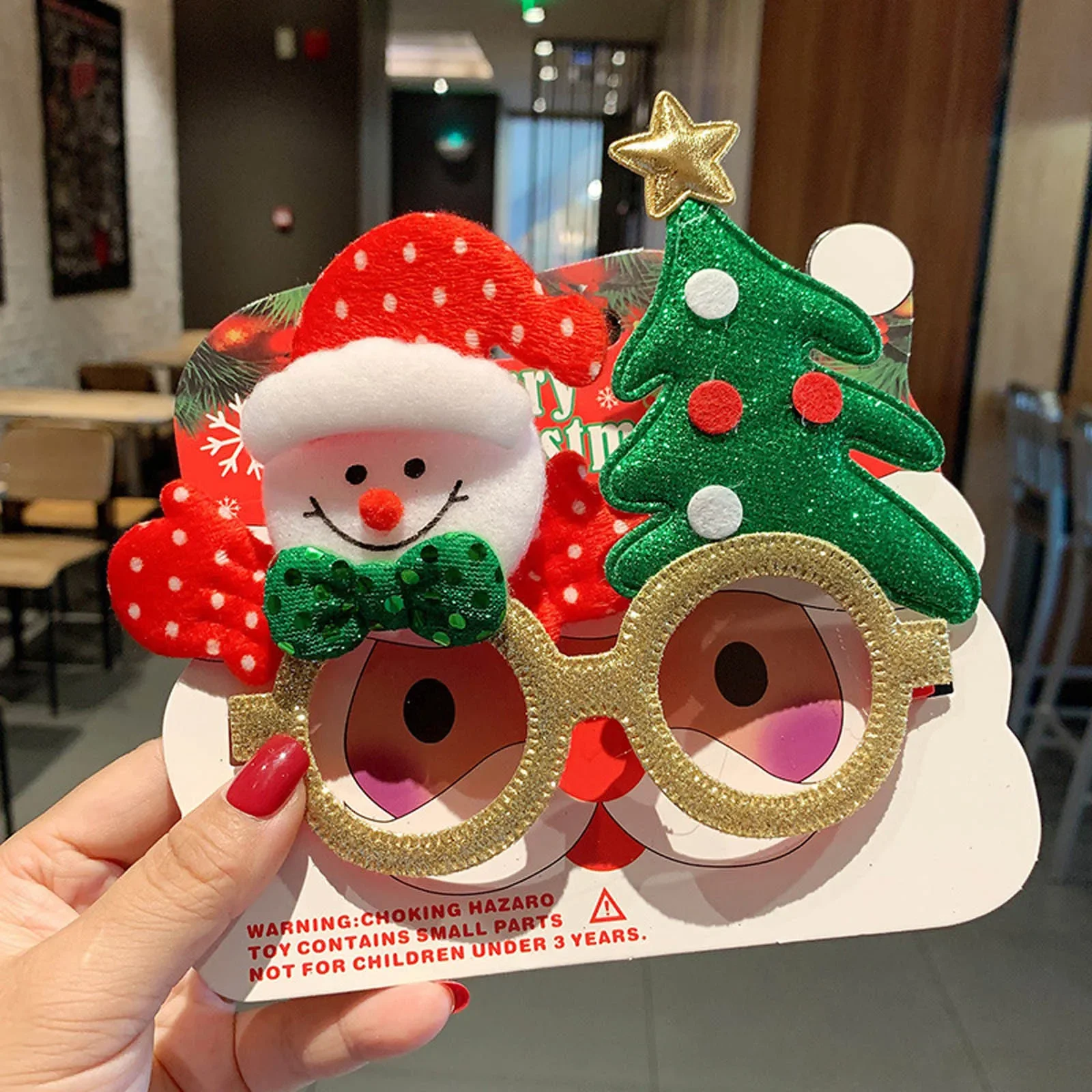 Christmas Glasses Santa Claus Snowman Elk Xmas Tree Glasses DIY Photo Props Kids Gifts Happy New Year Party DIY Decoration