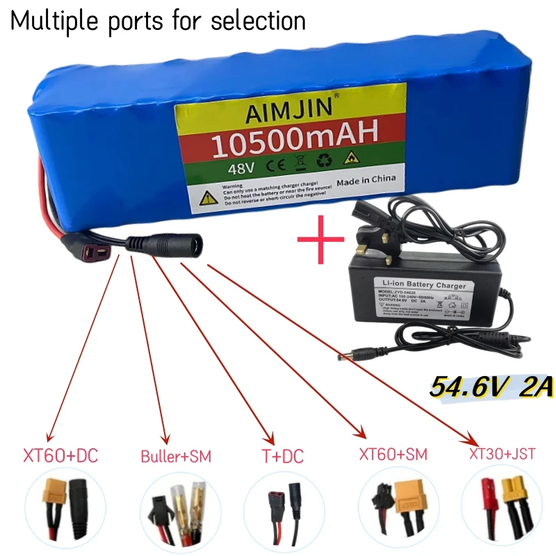 

48V 10.5Ah Rechargeable Battery 18650 13S3P Lithium-ion Battery Pack 1500W High Power Built in BMS