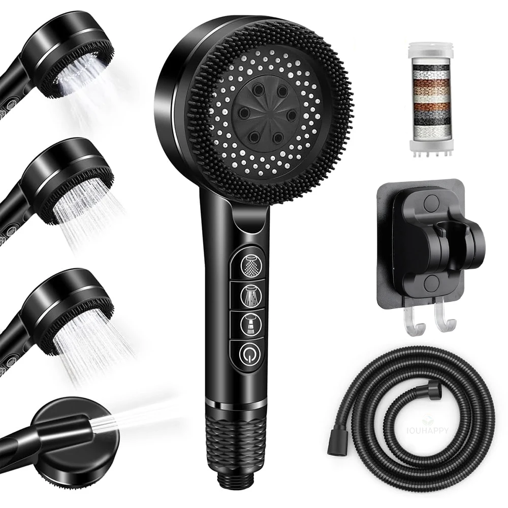 Shower Head High Pressure Doubled Filtration Multi-function Water Outlet Modes Silicone Shower for Bathroom Accessories