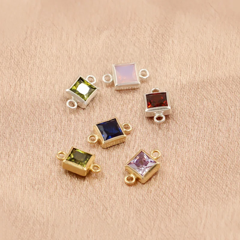 Quadratischer Lünettenverbinder, 14 Karat Gold gefüllt, Charm, edler Schmuck für Frauen, DIY-Zubehör, Armband, Halskette, Herstellung von Geburtsstein-Lünette – Detail 19