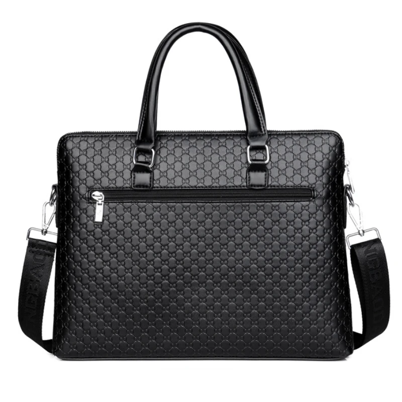 Fashionable embossed briefcase Waterproof men's handbag 14-inch pu leather laptop bag for men work  office bags for men