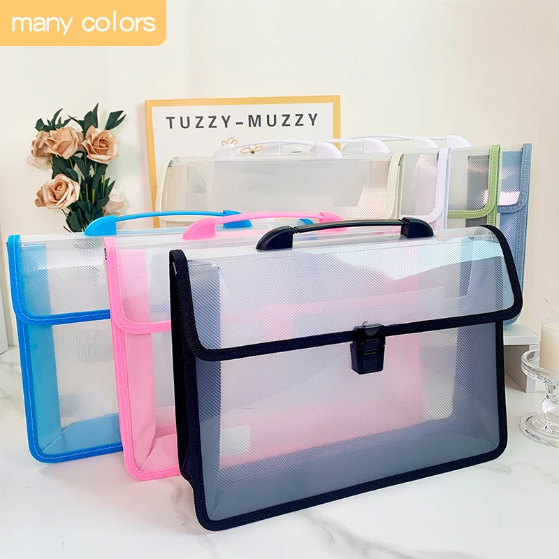 A4 Transparent Twill Portable Storage Bag Large Capacity Thickened Waterproof Button Function transparent storage bag