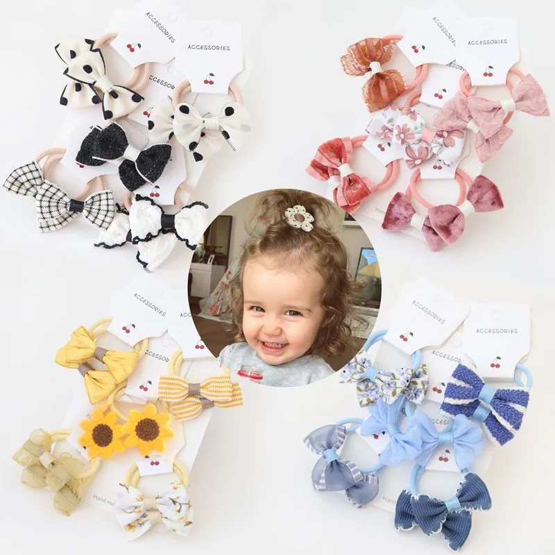 

New Baby Girls Cute Cartoon Flower Scrunchies Rubber Bands Children Lovely Elastic Hair Bands Kids Hair Accessories