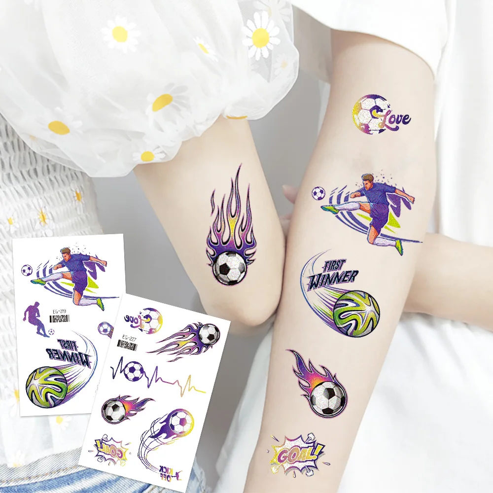 Glitter Soccer Temporary Tattoos for Sports Football Fan Parties