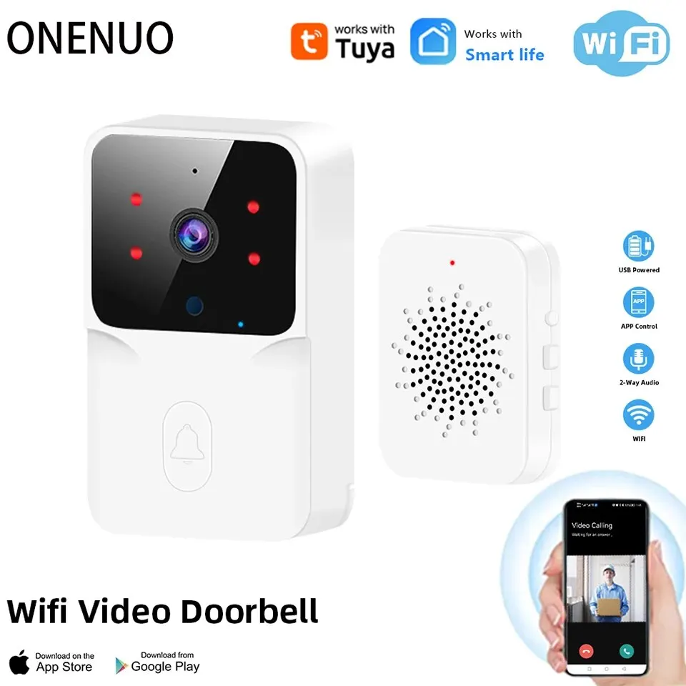 Video doorbell WiFi Tuya App Wireless Phone Home Intercom System Door Viewer Night Vision Camera Home Security