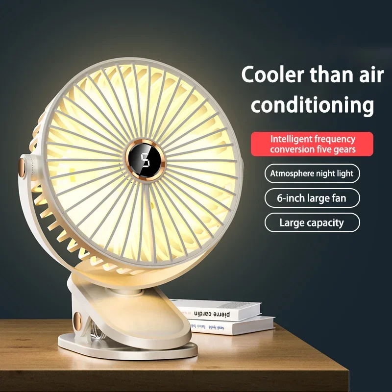 Xiaomi 8000mAh Clip Electric Fan 5 Speed Quiet Rechargeable Desktop Portable Air Circulator Wireless Fan With LED Light Camping 6
