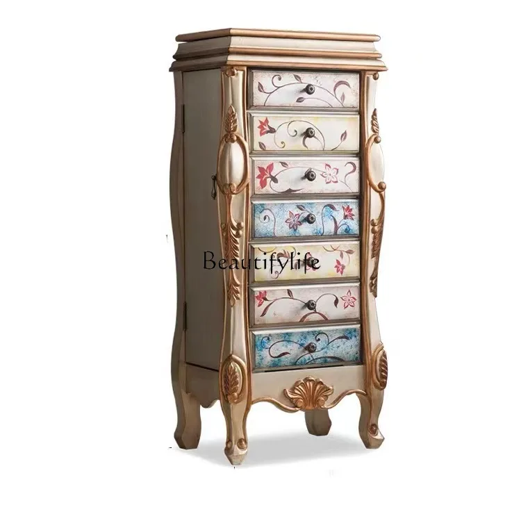 

Jewelry Storage Small Chest of Drawers Solid Wood Multi-Functional Sundries Retro Locker