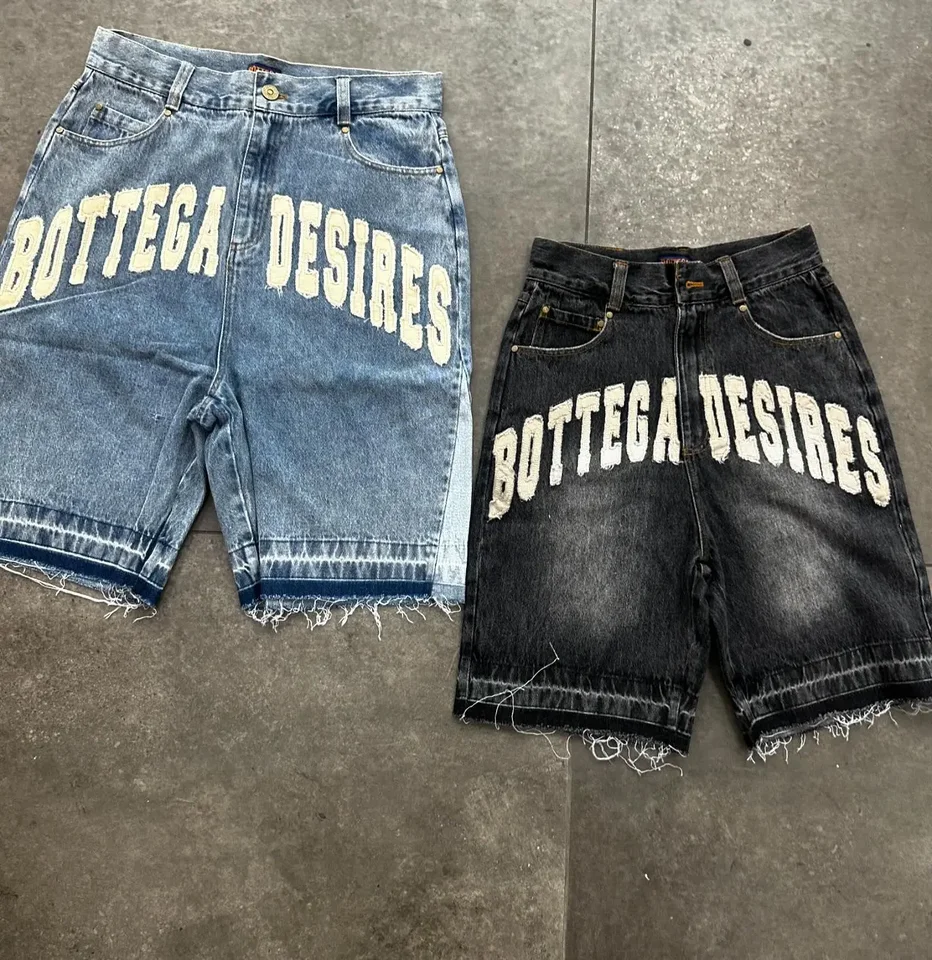 Bottega Desires Pieces Skateboard Denim Shorts Letter Cartoon