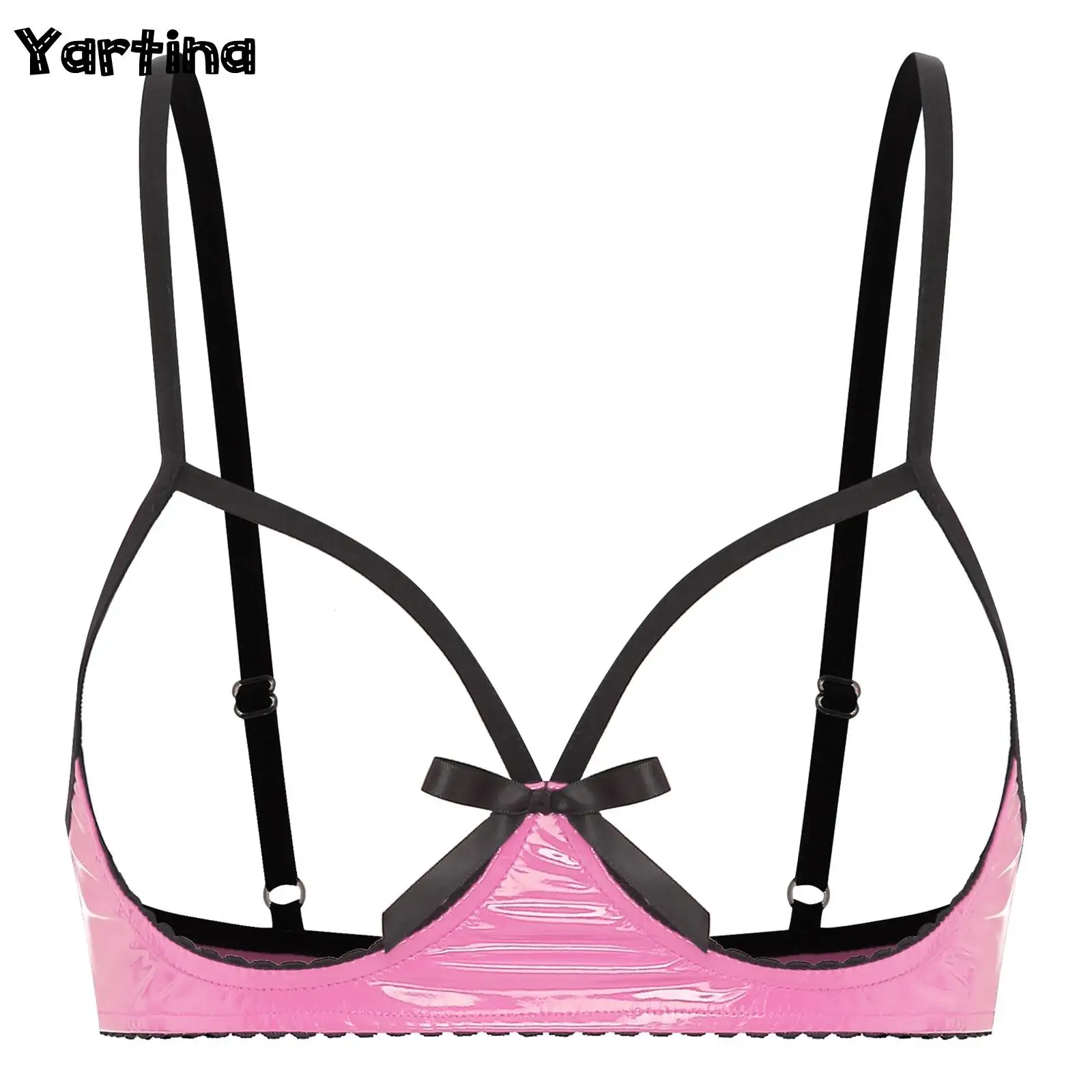 

Womens Lingerie Bow See Through Wireless Unlined Wet Cupless Bra Underwear Open Breast Exposed Hot Bra Exotic Bralette Nightwear