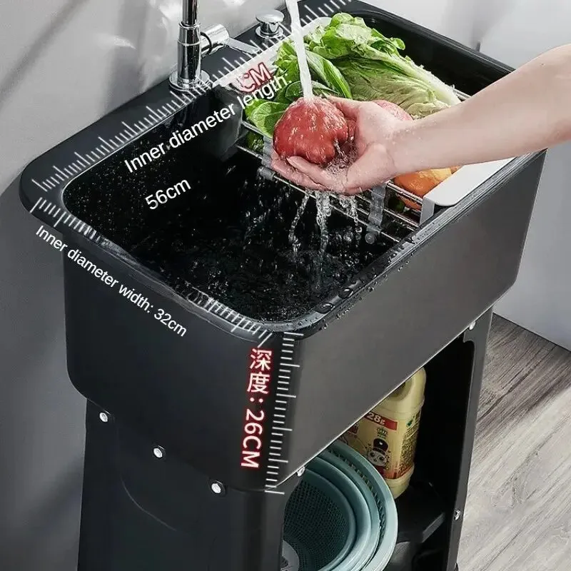 PP Plastic Kitchen Sinks Home Vegetable Sink Minimalist Commercial Kitchen Accessories Floor-standing Large Sinks for