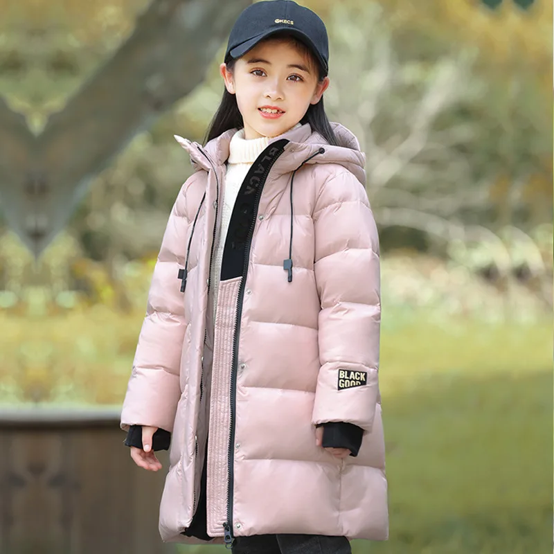 New Winter Girls Down Coats Fashion Children Jackets 85% Duck Down Parkas Long Outerwear Size 120-160cm