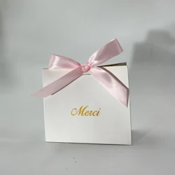 Elegant White Mini Candy Gift Boxes - Perfect for Baby Showers, Weddings, and Special Occasions (Pink)