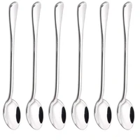 6PCS  Coffee Spoon Long Handle Ice Cream Dessert Tea Spoon For Picnic Drinkware Tableware Kitchen Set Supply 5