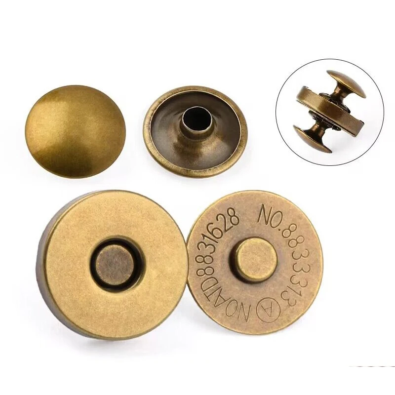 10 Sets Metal Double Rivet Magnetic Clasps Buttons Fastener Bag Press Buckle Purses Handbag Clothes DIY Accessories 14mm 18mm 5