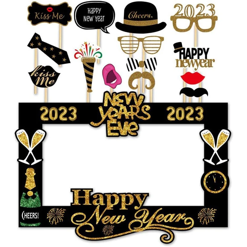 2023 새해 복 많이 받으세요 사진 종이 프레임 촬영 정렬 게임 소품 결혼식 크리스마스 장식 새해 전날 파티 용품