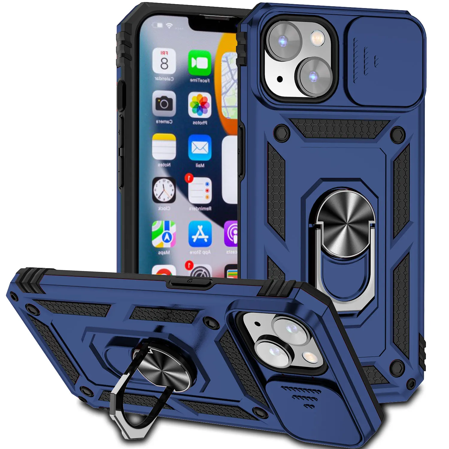 Armor Shockproof Magnetic Ring Stand Holder Case - Enhanced Protection Back Cover
