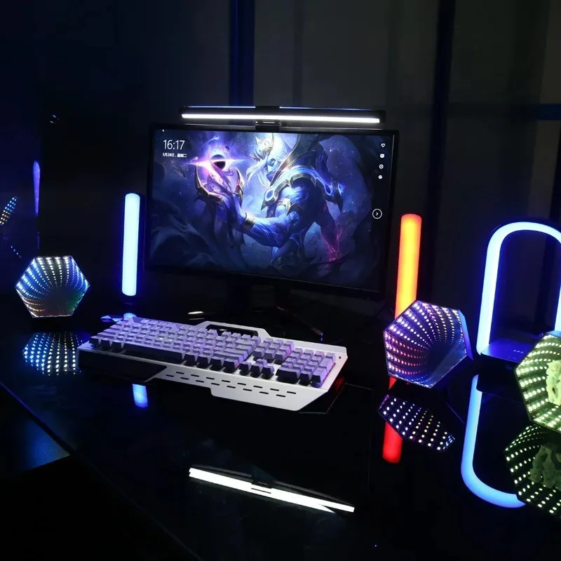 RGB 3D 육각 LED 데스크탑 앰비언트 라이트, 컴퓨터 게임 음악 리듬 동기화 픽업 라이트, 방 장식