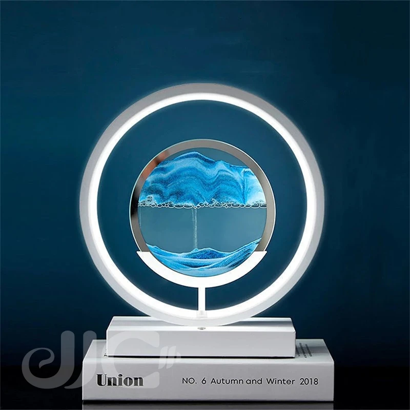 

3D Hourglass Deep Sea Sandscape Display Flowing Frame LED Moving Sand Art Table Lamp 10/12inch Bedside Light Home Decoration