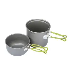 Outdoor Hiking Camping Cookware Set 2 Persons Portable Cooking Tableware Picnic Pot Pans Bowls With Dinnerware Camping Equipment