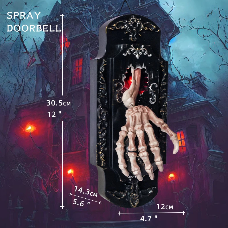 Halloween Funny Doorbell Induction Spray Door Lock Light Sound