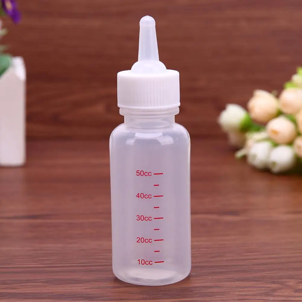 Transparent Newborn Baby Bottle with Cap 50ml Imebaby Baby Feeding Bottle Nipple-Squeezably Eco-friendly for Puppy Little Rabbit