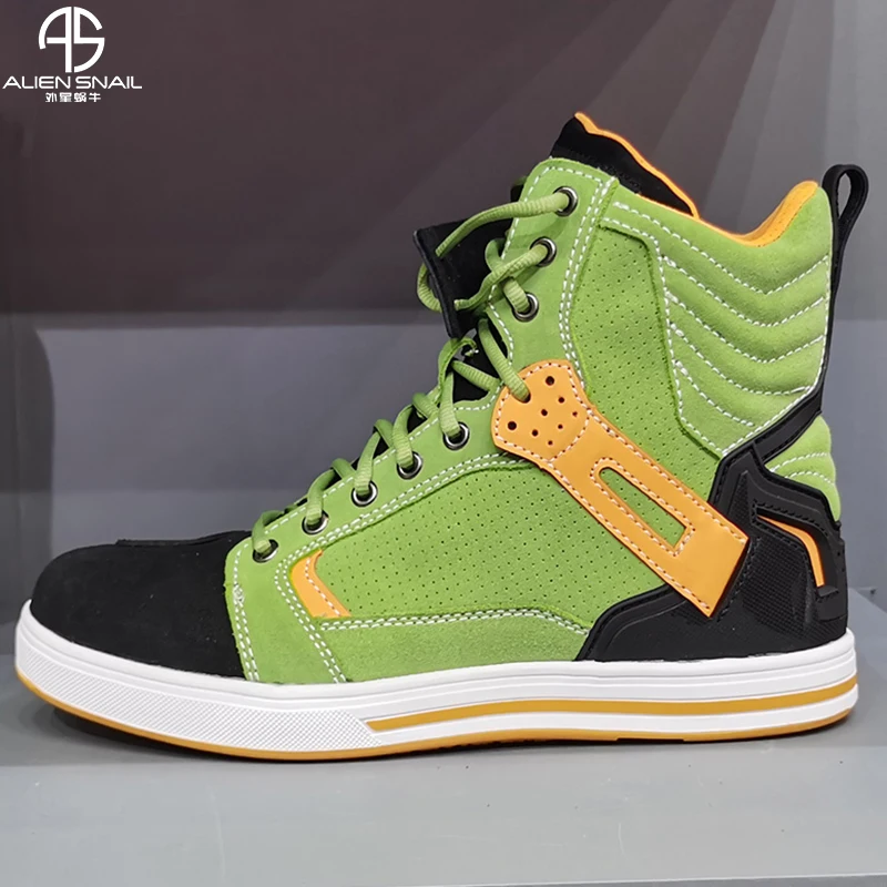 ALIEN SNAIL Motorcycle Boots Men Breathable Waterproof Anti-Fall Cycling Shoes High Top Leather Motocross Boots For Women