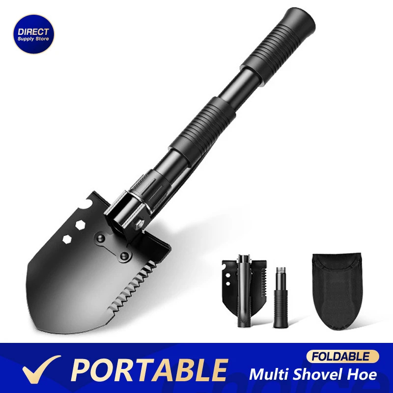 Multifunctional Garden Shovel Hoe Outdoor Folding Camping Spade Portable Weeding Pick Emergency Tool Kit