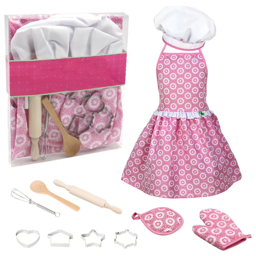 11종 주방용품 세트 어린이 셰프 코스프레 의상 역할놀이 세트 어린이 소꿉놀이 교육용 역할놀이 주방