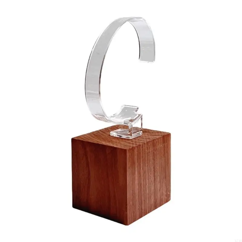 Space Saving Walnut C Circle Watch Stand Sophisticated Watches Showcase Rack Timepiece Holder for Home and Shop Use
