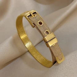 Greatera Stainless Steel Knit Mesh Bracelet for Men - Fashionable, Adjustable, and Stylish Accessory (8mm - Gold)