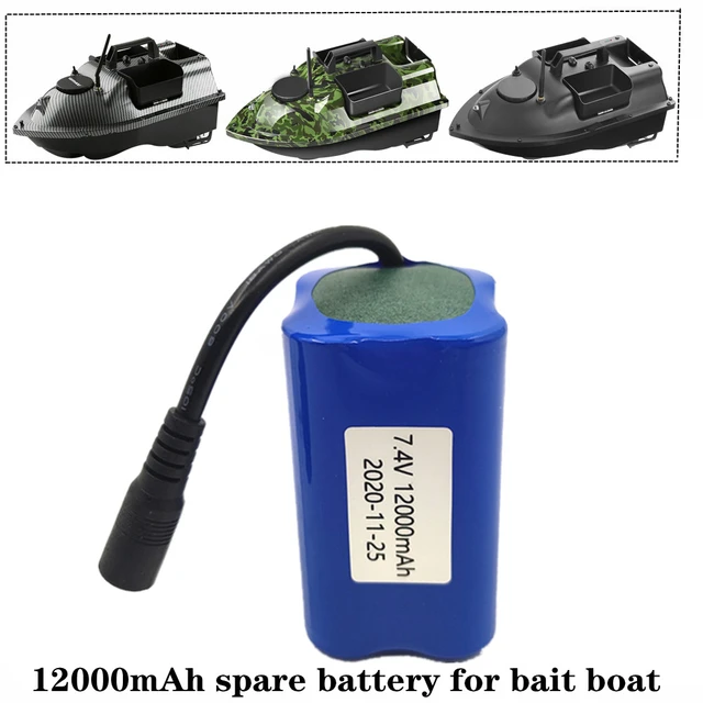 Fishing Bait Boat 7.4V 12000mAh Lithium Battery Bait Boat Replacement  Li-ion Battery Large Capacity Spare Battery