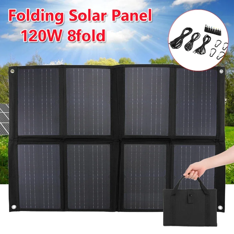 Solar panel kit solar power panel kit 120W 100W 4/8 Foldable Solar Panel USB Portable Solar Cell Folding Waterproof Plate Mobile Phone Power Battery Charger
