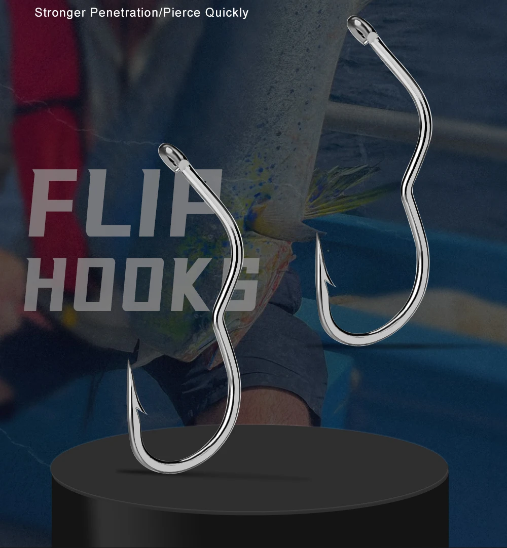 Description Picture 3 of itemFISH KING12Pcs High Carbon Steel Fishing Hooks With Ring 6-13# Automatic Flip SHarp Barbed Fishhook for Carp Fishing Accessories