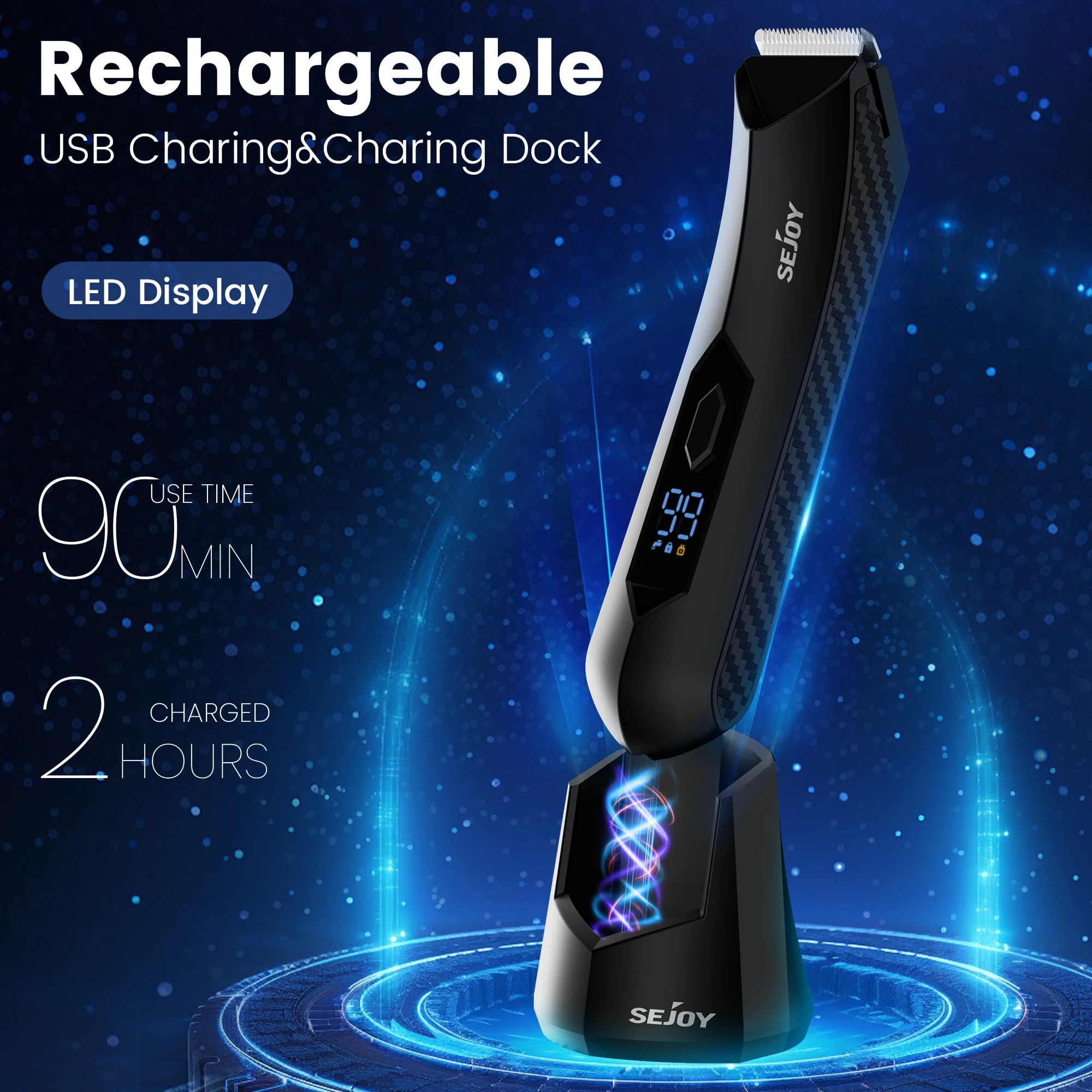SEJOY Hair Trimmer Men Facial Beard Body Grooming Kits Electric Hair Clipper Nose Ear Trimer Rechargeable 4