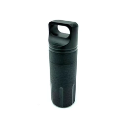 Aluminum Alloy Airtight Capsule Holder - Portable Waterproof Medicine Case (Black)