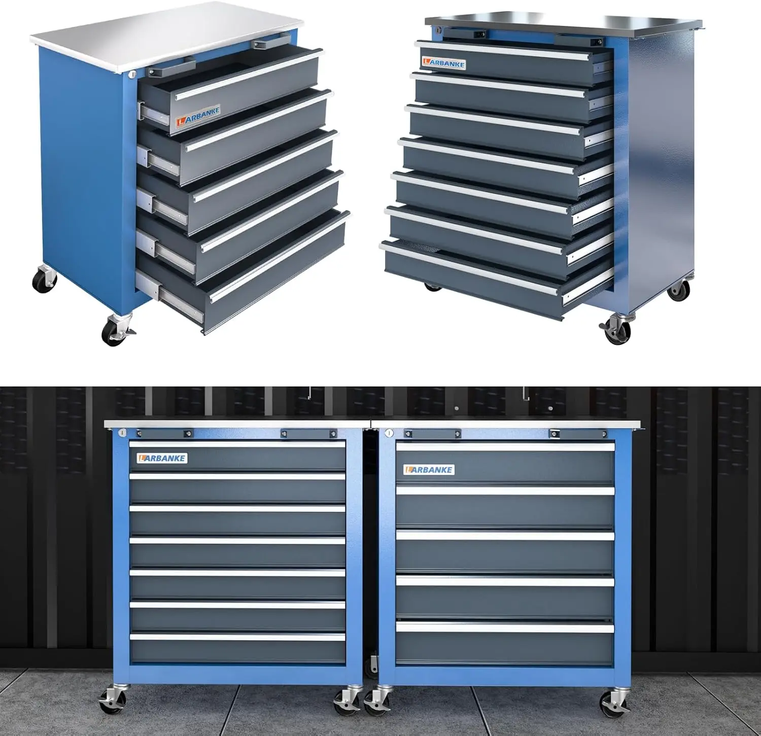 12 Drawer Tool Chest Stainless Steel Countertop 7 Drawer Tool Chest 5 for Connected Use Locking
