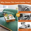 Couch Cup Holder with Sturdy Bamboo Bottom Tray and Anti-Spill Washable Silicone Liner for Eating on Couch or Bed TV-Watching 2