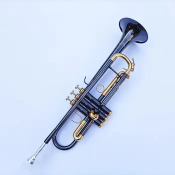 Black Gold-bonded Musical Trumpet Bb B Flat Brass trompeta Exquisite Instrument