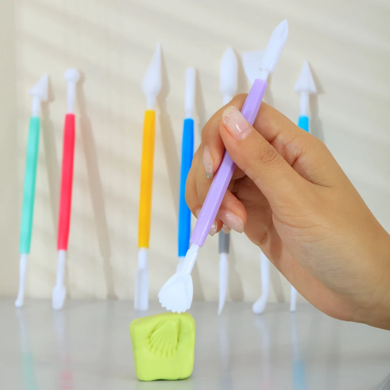 8pcs cake decoration set fondant cake cutter Sugar art icing decorative flower double-head tools, pottery scratch carving tools