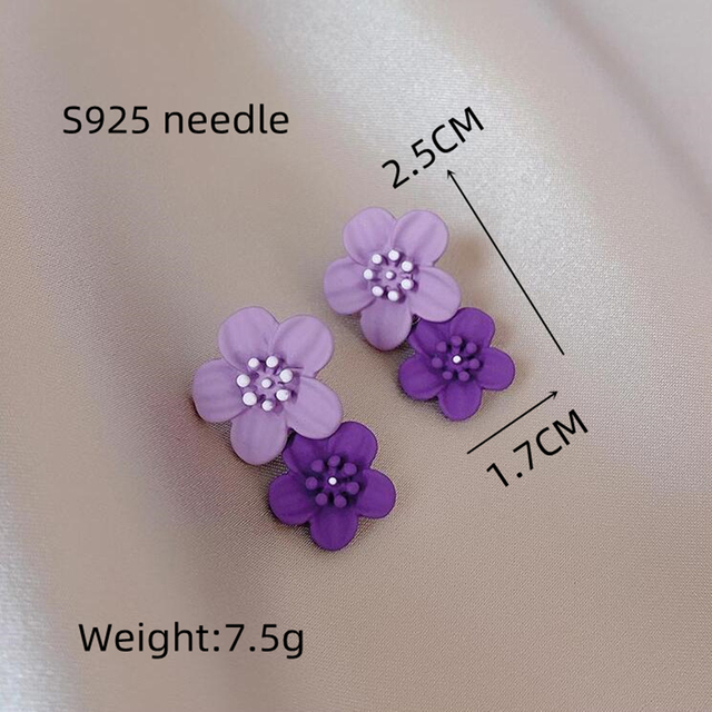 Big Double Flower Drop Earrings Summer Beach Party Metal Statement Earring for Woman Boho Fashion Jewelry Girl Gift