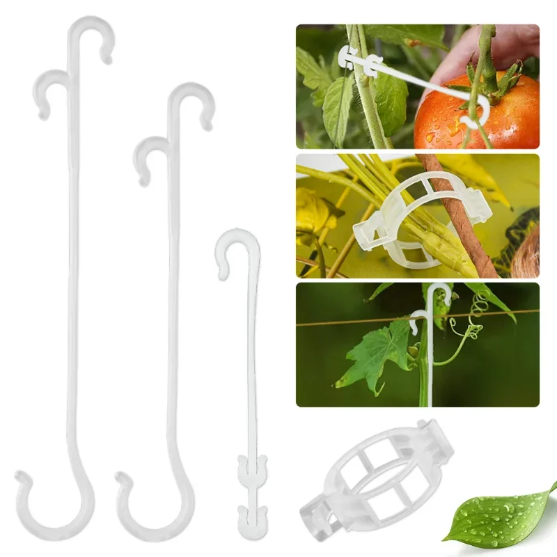 

50Pcs Tomato J-hook Plastic Vegetable Fruit Cherry Grape Vine Fixed Buckle Hook Plant Support Clip Fastener Garden Supplies