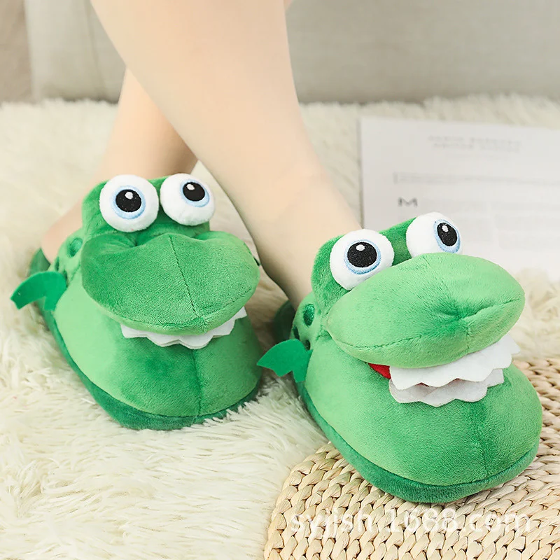 Man Women Slipper 2022 Winter Mouth Opening Home Slipper Shoes Crocodile Slippers Cute Spoof Cotton Animal Shoes 2