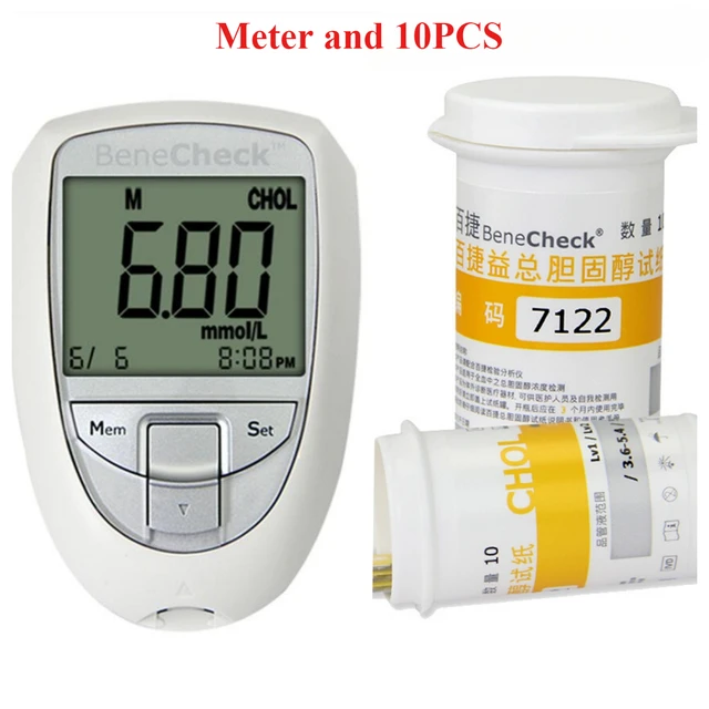 BeneCheck Cholesterol Meter Household Glucometer Kit Diabetes Gout Tester Monitor Device&Test Strip Cholesterol Detection